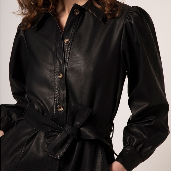 FRNCH Paris Faux Leather Shirt Dress – Size S - Picture 3 of 8